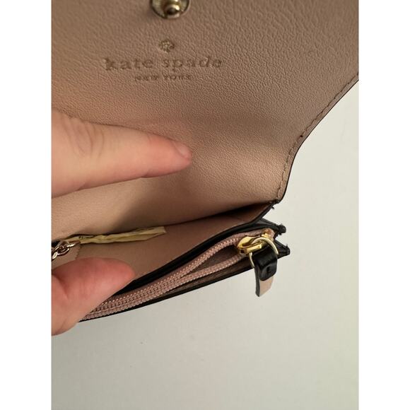 Kate Spade Piper Magnolia Street Leather Key Chain Ring Wallet Black Scalloped - Picture 10 of 10